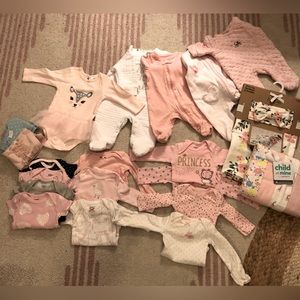 Pretty in pink 27pc Bundle of nb-3months clothing mix gently used and new